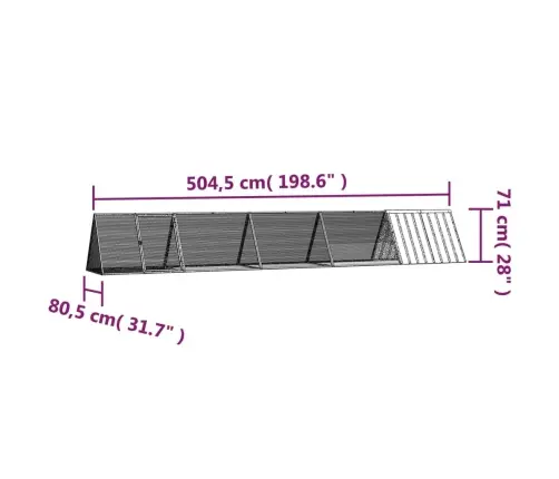 Küülikupuur, Hall, 504,5X80,5X71 cm Tsingitud Teras
