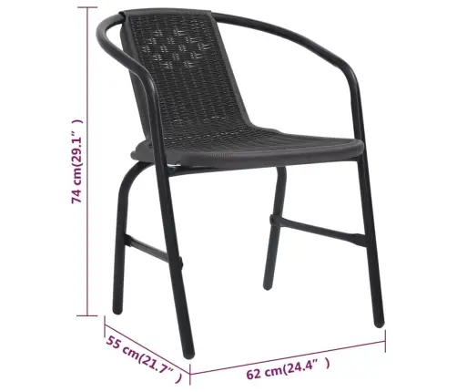 Dārza Krēsli, 4 Gab., Plastmasas Rotangpalma, Tērauds, 110 Kg Vidaxl