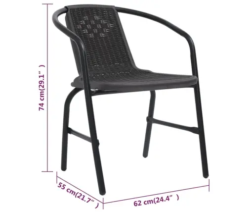 Dārza Krēsli, 8 Gab., Plastmasas Rotangpalma, Tērauds, 110 Kg Vidaxl