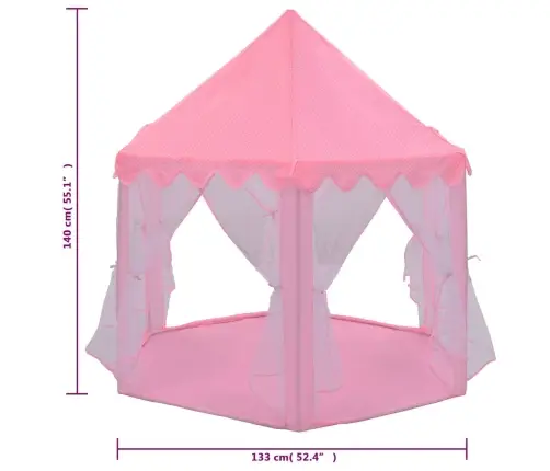 Princešu Rotaļu Telts Ar 250 Bumbiņām, Rozā, 133X140 Cm Vidaxl