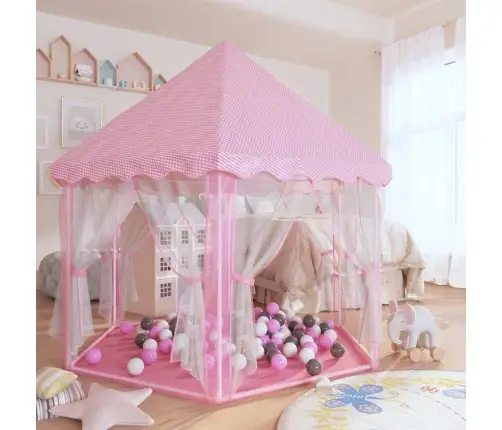 Princešu Rotaļu Telts Ar 250 Bumbiņām, Rozā, 133X140 Cm Vidaxl