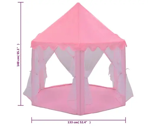 Princešu Rotaļu Telts Ar 250 Bumbiņām, Rozā, 133X140 Cm Vidaxl