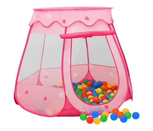 Rotaļu Telts Ar 250 Bumbiņām, Rozā, 102X102X82 Cm Vidaxl