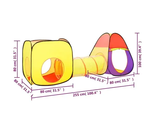 Žaidimų Palapinė Su 250 Kamuoliukų, Spalvota, 255X80X100Cm