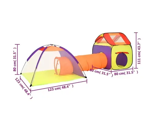 Žaidimų Palapinė Su 250 Kamuoliukų, Spalvota, 338X123X111Cm