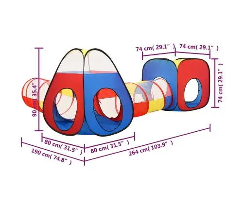 Žaidimų Palapinė Su 250 Kamuoliukų, Spalvota, 190X264X90Cm