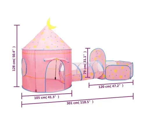 Žaidimų Palapinė Su 250 Kamuoliukų, Rožinė, 301X120X128Cm