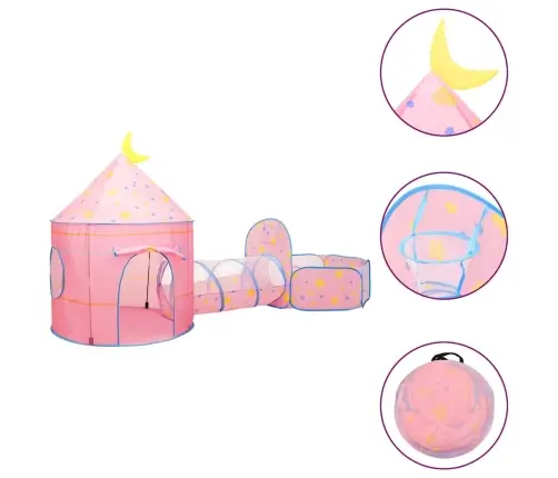 Rotaļu Telts Ar 250 Bumbiņām, Rozā, 301X120X128 Cm Vidaxl