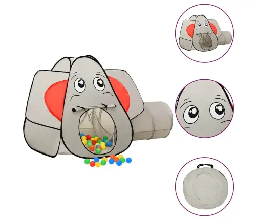 Rotaļu Telts Ar 250 Bumbām, Ziloņa Forma, 174X86X101 Cm, Pelēka Vidaxl