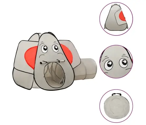 Rotaļu Telts Ar 250 Bumbām, Ziloņa Forma, 174X86X101 Cm, Pelēka Vidaxl