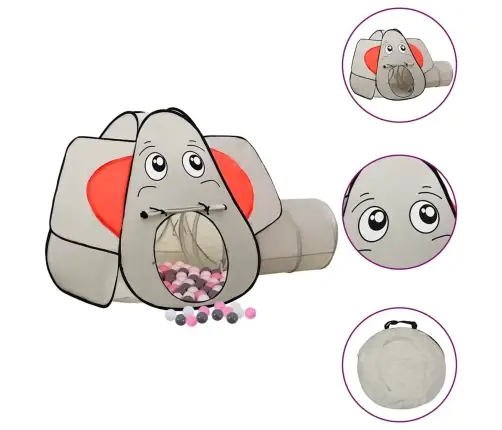 Rotaļu Telts Ar 250 Bumbām, Ziloņa Forma, 174X86X101 Cm, Pelēka Vidaxl