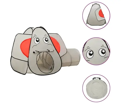 Rotaļu Telts Ar 250 Bumbām, Ziloņa Forma, 174X86X101 Cm, Pelēka Vidaxl