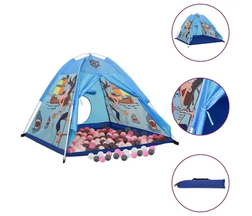Rotaļu Telts Ar 250 Bumbiņām, 120X120X90 Cm, Zila Vidaxl