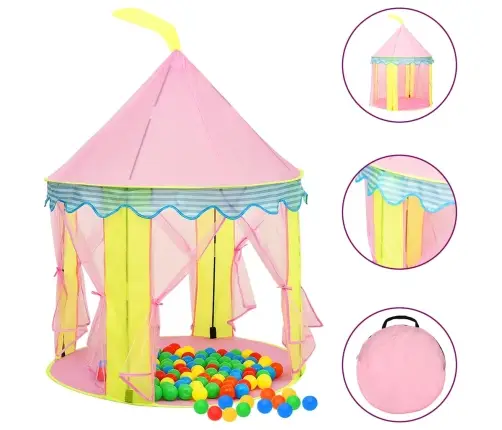 Žaidimų Palapinė Su 250 Kamuoliukų, Rožinė, 100X100X127Cm