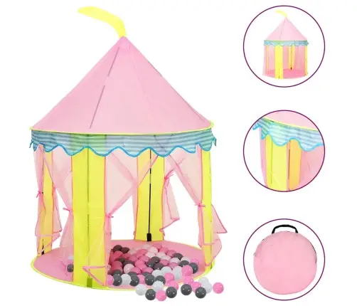 Žaidimų Palapinė Su 250 Kamuoliukų, Rožinė, 100X100X127Cm