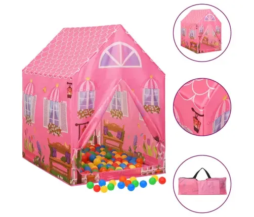Rotaļu Telts Ar 250 Bumbiņām, 69X94X104 Cm, Rozā Vidaxl
