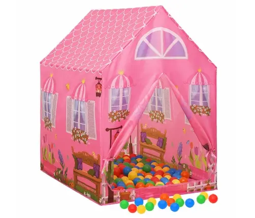 Rotaļu Telts Ar 250 Bumbiņām, 69X94X104 Cm, Rozā Vidaxl