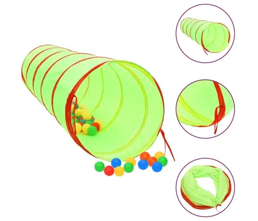 Laste Mängutunnel, 250 Palli, Roheline, 175 cm Polüester