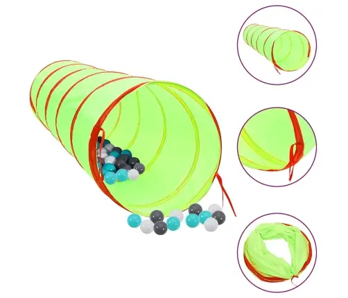 Bērnu Rotaļu Tunelis Ar 250 Bumbiņām, 175 Cm, Zaļš Poliesters Vidaxl