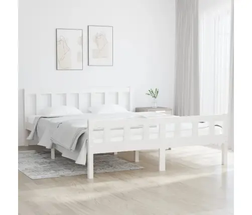 Gultas Rāmis, Balts, Masīvkoks, 150X200 Cm, Liels, Divvietīgs Vidaxl