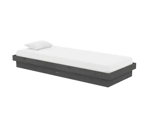 Gultas Rāmis, Pelēks, Masīvkoks, 75X190 Cm, Mazs, Vienvietīgs Vidaxl