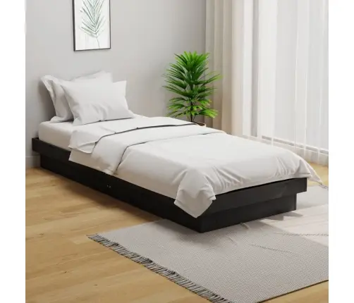 Gultas Rāmis, Pelēks, Masīvkoks, 75X190 Cm, Mazs, Vienvietīgs Vidaxl