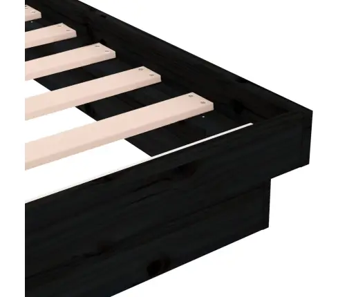 Lovos Rėmas, Juodas, 75X190cm Medienos Masyvas, Vienvietis