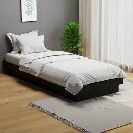 Lovos Rėmas, Juodas, 75X190cm Medienos Masyvas, Vienvietis