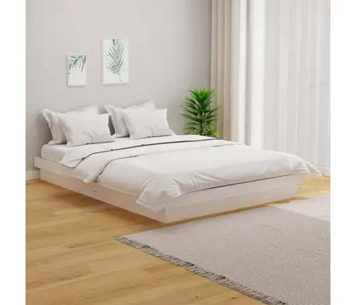 Gultas Rāmis, Balts, Masīvkoks, 135X190 Cm, Divvietīgs Vidaxl