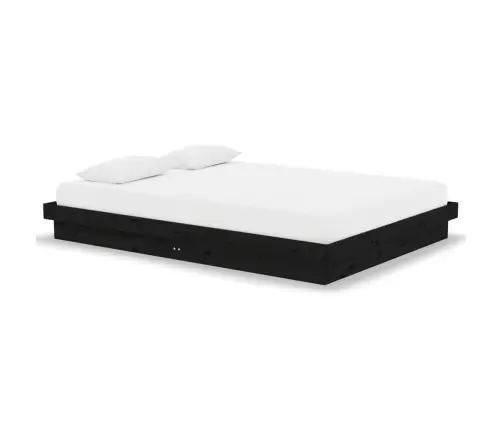 Gultas Rāmis, Melns, Masīvkoks, 135X190 Cm, Divvietīgs Vidaxl