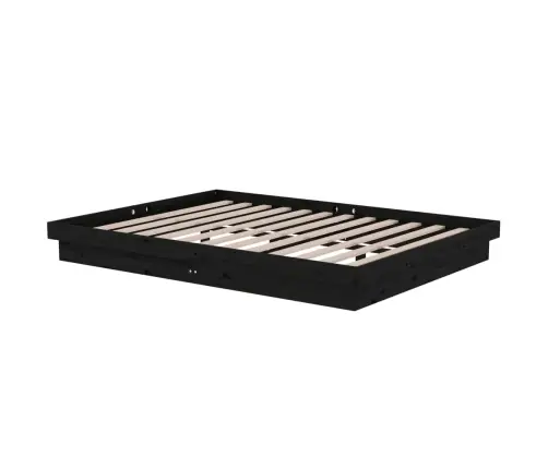 Gultas Rāmis, Melns, Masīvkoks, 135X190 Cm, Divvietīgs Vidaxl