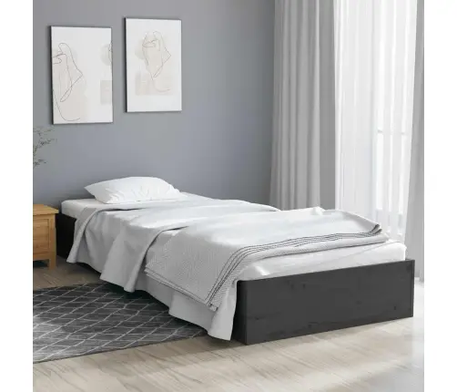 Lovos Rėmas, Pilkas, 75X190cm Medienos Masyvas, Vienvietis