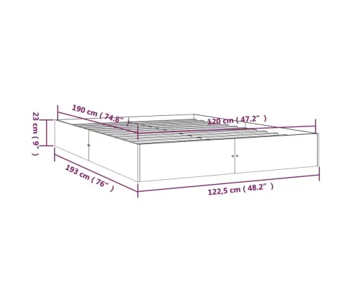 Gultas Rāmis, Balts, Masīvkoks, 120X190 Cm, Divvietīgs Vidaxl