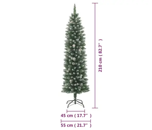 Dirbtinė Siaura Kalėdų Eglutė Su Stovu, 210cm Pvc