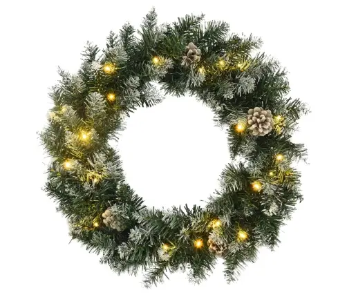 Ziemassvētku Vainags Ar Led Lampiņām, Zaļš, 45 Cm, Pvc Vidaxl