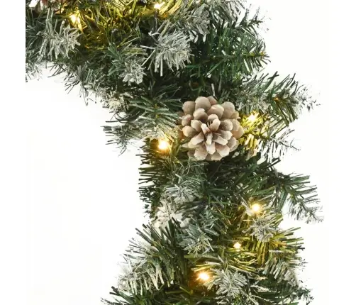 Ziemassvētku Vainags Ar Led Lampiņām, Zaļš, 60 Cm, Pvc Vidaxl