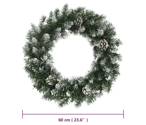 Ziemassvētku Vainags Ar Led Lampiņām, Zaļš, 60 Cm, Pvc Vidaxl