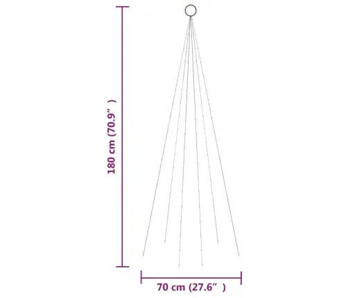 Ziemassvētku Egle Karoga Mastam, 108 Silti Baltas Led, 180 Cm Vidaxl