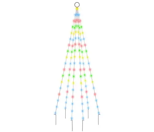 Ziemassvētku Egle Karoga Mastam, 108 Krāsainas Led, 180 Cm Vidaxl