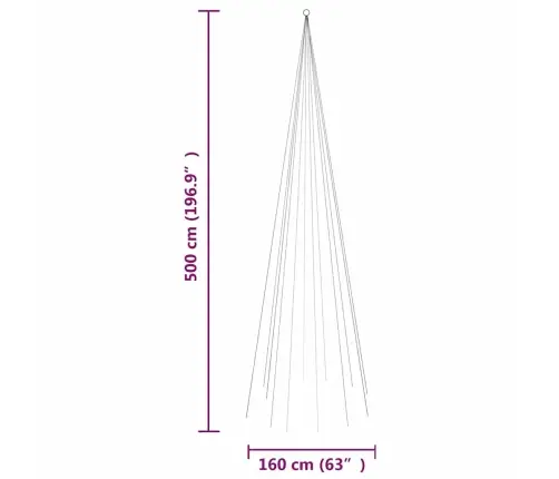 Kalėdų Eglutė Ant Vėliavos Stiebo, 500cm 732 Šiltos Baltos Led