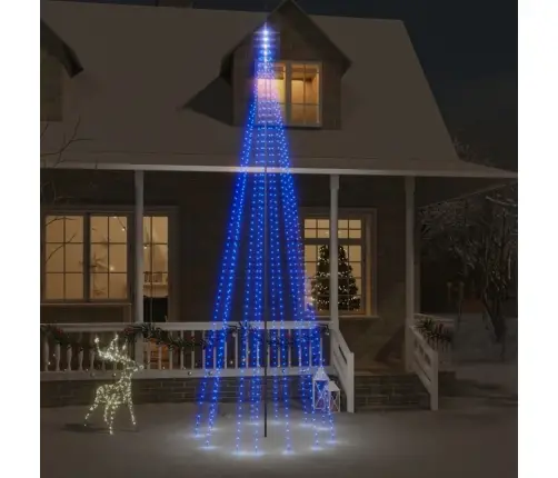 Ziemassvētku Egle Karoga Mastam, 732 Zilas Led, 500 Cm Vidaxl
