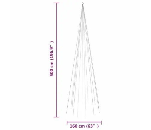 Ziemassvētku Egle Karoga Mastam, 732 Krāsainas Led, 500 Cm Vidaxl