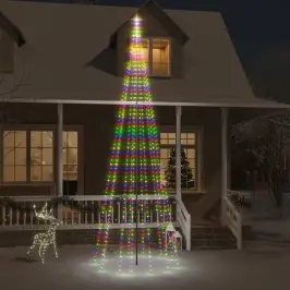 Ziemassvētku Egle Karoga Mastam, 732 Krāsainas Led, 500 Cm Vidaxl