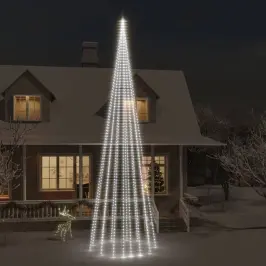 Ziemassvētku Egle Karoga Mastam, 1134 Vēsi Baltas Led, 800 Cm Vidaxl