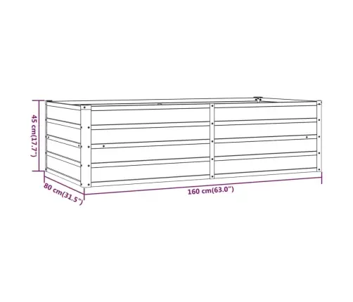 Taimekast, Rooste, 160X80X45 cm Corten-Teras