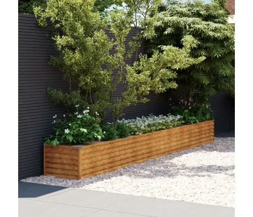 Augstā Dārza Puķu Kaste, 386X50X36 Cm, Tērauds Ar Rūsas Efektu Vidaxl