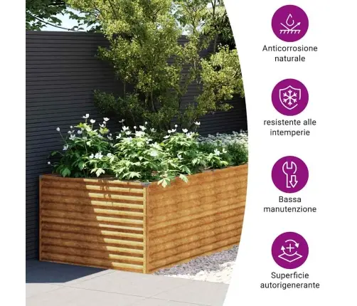 Taimekast, 479 X 100 X 69 cm Corten-Teras