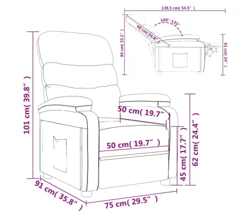 Atpūtas Krēsls, Atgāžams, Melns Audums Vidaxl