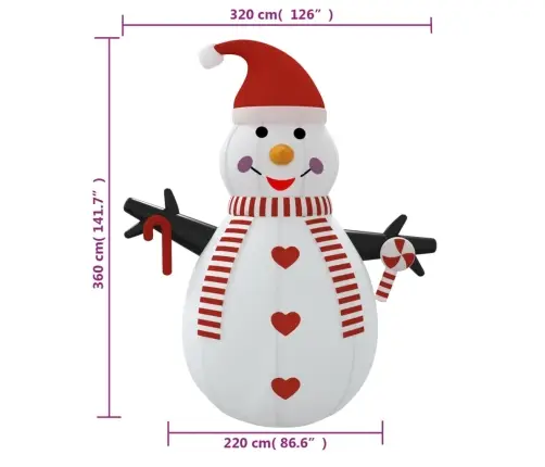 Pripučiamas Sniego Senis Su Led Lemputėmis, 360Cm