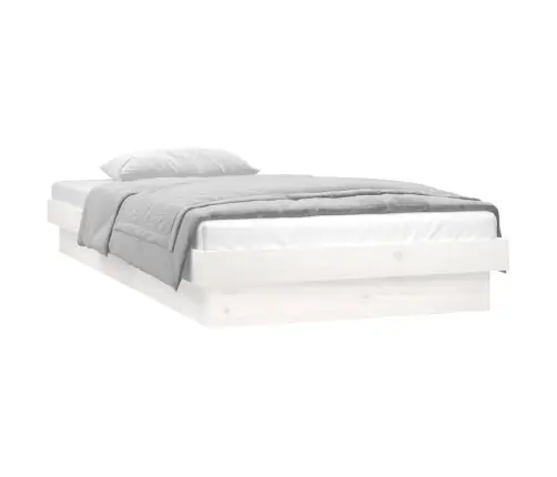 Gultas Rāmis, Led, Balts, 90X190 Cm, Vienvietīgs, Masīvkoks Vidaxl